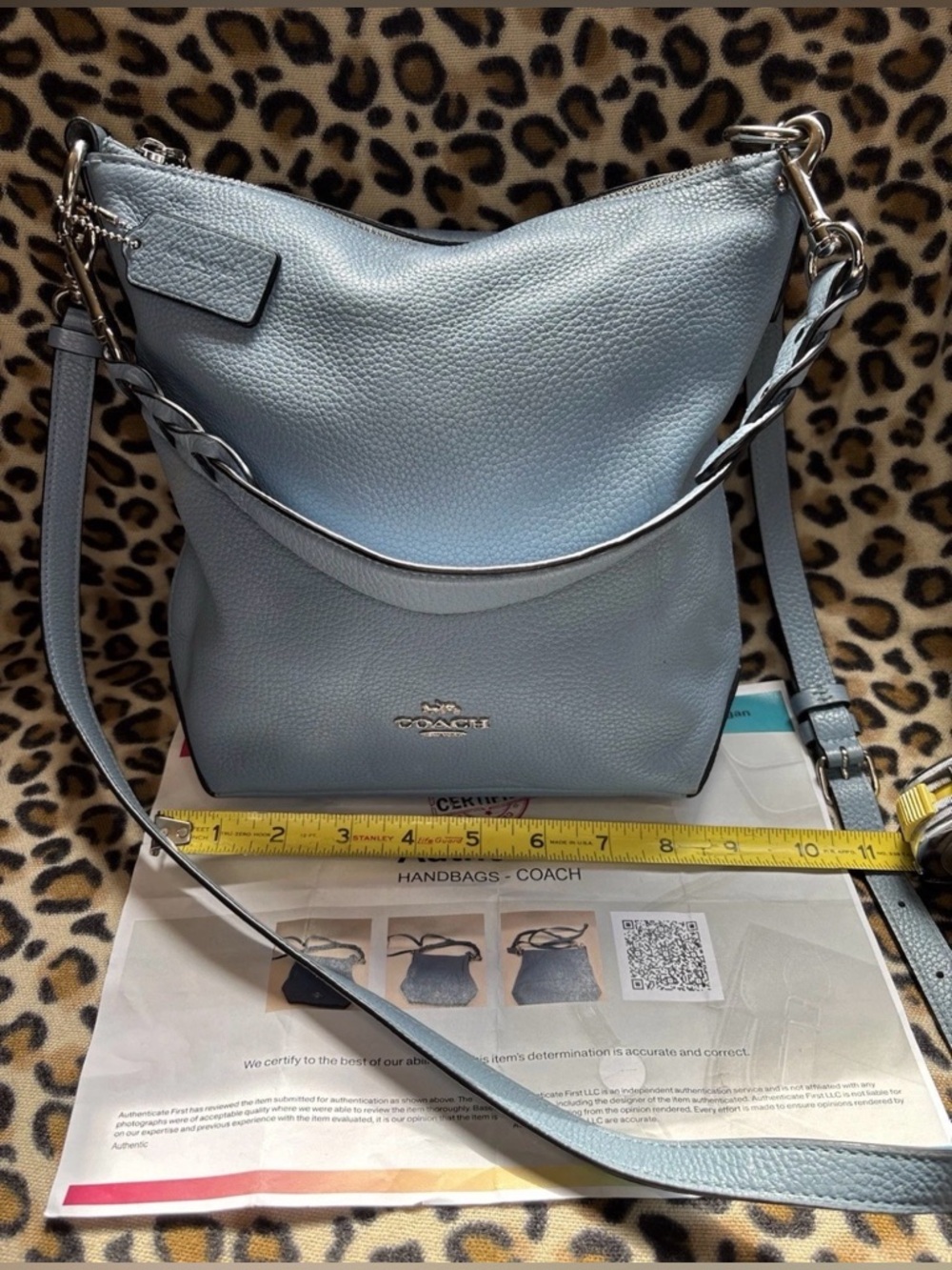 Authentic COACH Pale Blue Val Duffle A2080-67025 Pebble Leather W/Coa GUC!